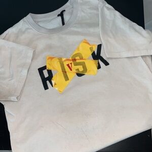 VLONE Yellow Tape Risk Tee White Size XL Authentic With Certilogo Tag